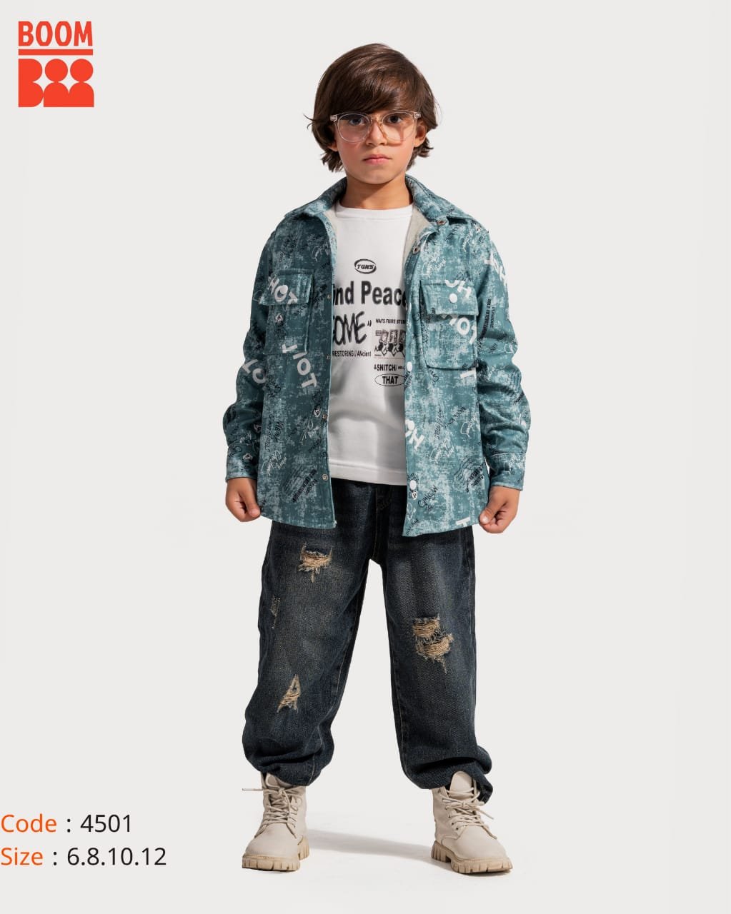 4503-4 قميص للأولاد بنقشة مطبوعة بالكامل (All-over Printed Shirt/Shacket) - الصورة 1