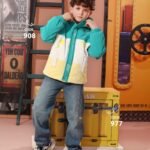 جاكيت أولاد شتوي/خريفي بتصميم كتل ألوان (Color-Blocked Puffer Jacket).